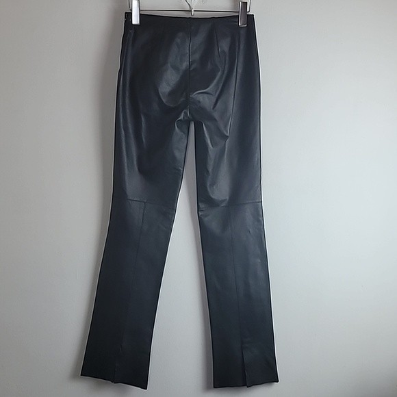 Kenneth Cole Black Leather Mid Rise Bootcut Pant Sz 0 Moto Biker Rodeo - Picture 3 of 6